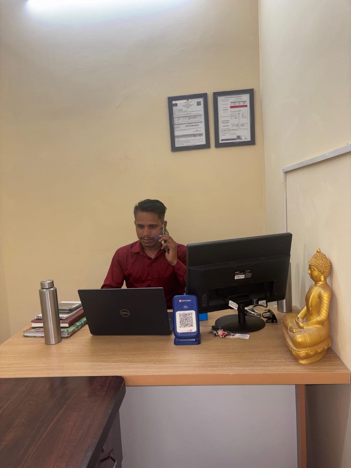 Founder coordinating care services from the office
